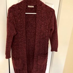 Burgundy red chenille cardigan